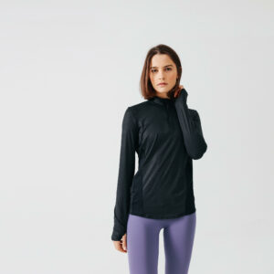 Laufshirt langarm 1/2 Zip Dry+ Damen schwarz