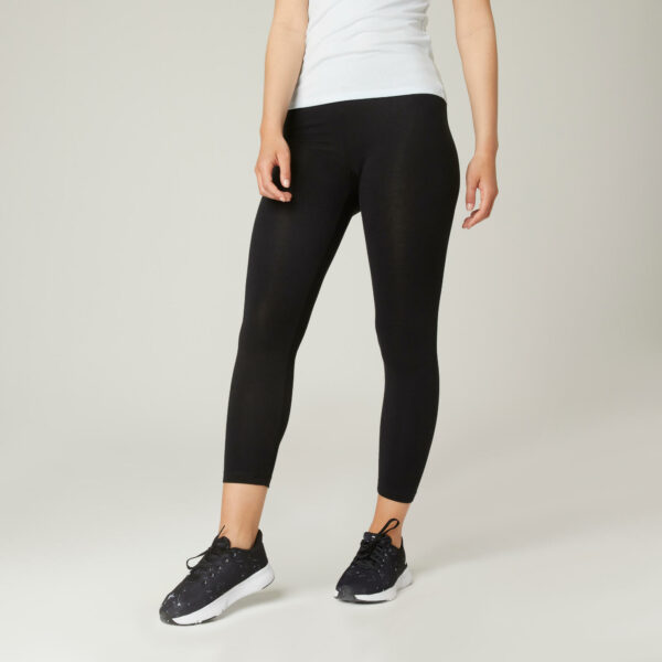 Leggings 7/8 Fitness Baumwolle kurz Fit+ Damen schwarz