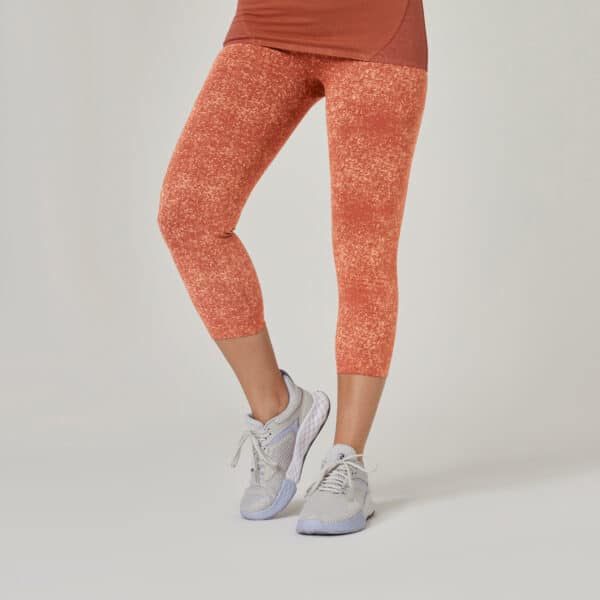 Leggings 7/8 Fitness hoher Baumwollanteil figurformend terrakotta