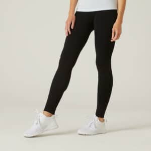 Leggings Fitness Fit+ Baumwolle Damen schwarz