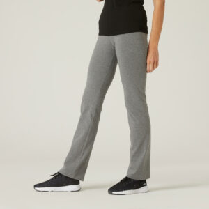 Leggings aus Baumwolle Fitness Fit+ gerader Schnitt grau
