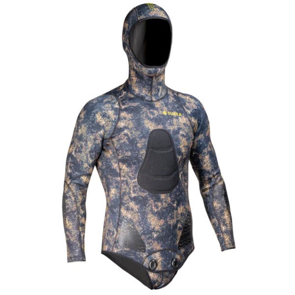 Neoprenjacke Freediving SPF500 Glattneopren 3 mm Camouflage