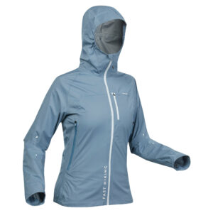 Regenjacke Speed Hiking FH500 Rain Ultraleicht Damen blau