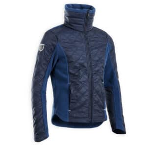 Reit-Fleecejacke 500 Warm Bi-Material Kinder marineblau/petrol