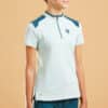 Reit-Poloshirt 500 kurzarm Kinder hellgrün/petrol