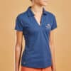 Reit-Poloshirt 500 kurzarm Mesh Kinder blau/orange