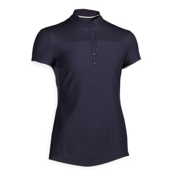 Reit-Poloshirt kurzarm 500 Damen marineblau