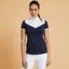 Reit-Poloshirt kurzarm 500 Turnier Damen dunkelblau