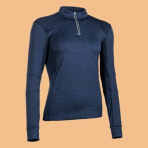 Reit-Poloshirt langarm 500 Damen marineblau