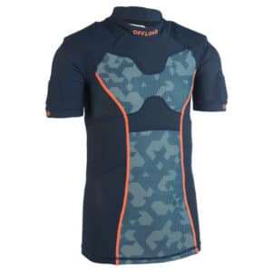 Rugby-Schulterschutz R100 Kinder blau/grau