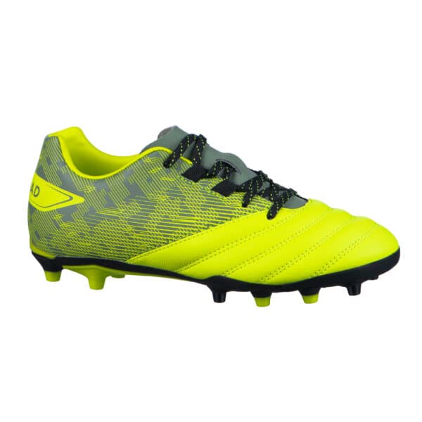 Rugbyschuhe R500 FG gegossene Sohle trockener Untergrund Kinder gelb