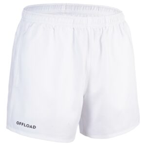 Rugbyshorts R100 mit Taschen Erwachsene weiß