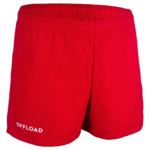 Rugbyshorts R100 mit Taschen Kinder rot