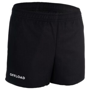 Rugbyshorts R100 mit Taschen Kinder schwarz