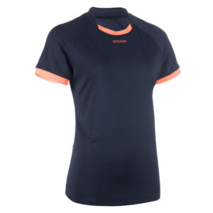 Rugbytrikot Kurzarm R100 Damen marineblau/orange