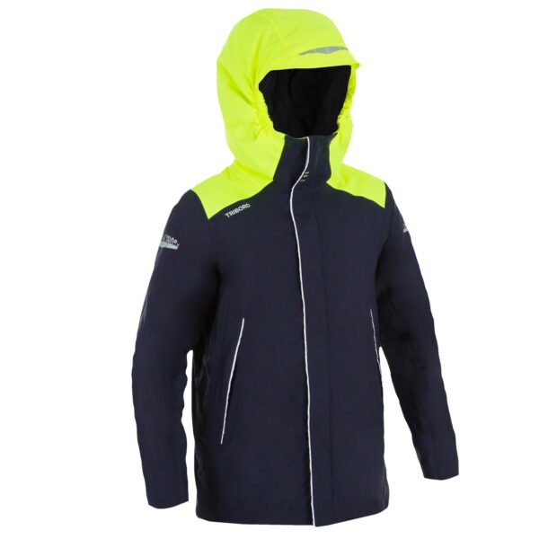 Segeljacke 100 warm wasserdicht Kinder Jungen blau/gelb