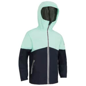 Segeljacke Regenjacke Sailing 100 Kinder mintgrün/marineblau