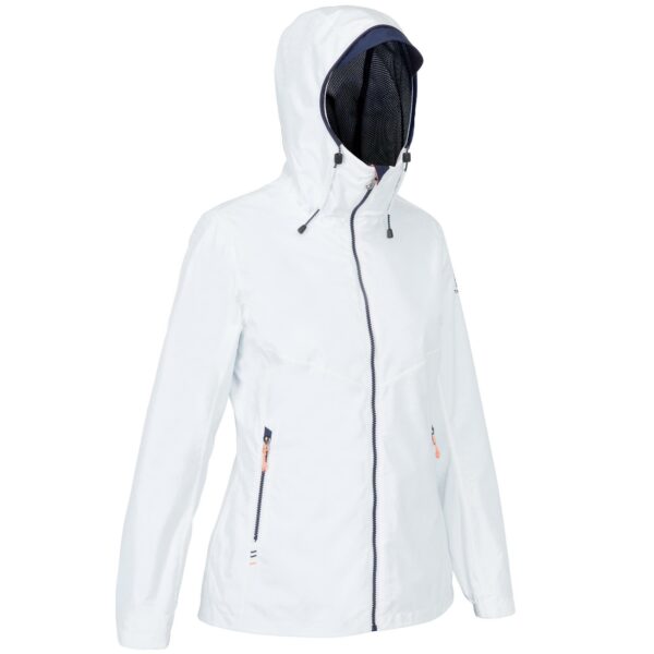 Segeljacke Sailing 100 wasserdicht winddicht Damen weiss