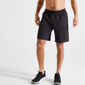 Shorts Fitnesstraining Reißverschlusstaschen schwarz unifarben