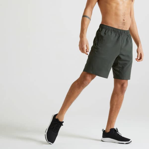 Shorts Fitnesstraining Reissverschlusstaschen Herren khaki