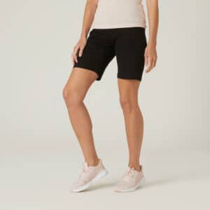 Shorts gerade Fit+ Fitness Baumwolle mit Tasche Damen schwarz