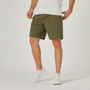 Shorts gerade Fitness Essentials Baumwolle mit Tasche Herren khaki