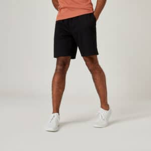 Shorts gerade Fitness Essentials Baumwolle mit Tasche Herren schwarz