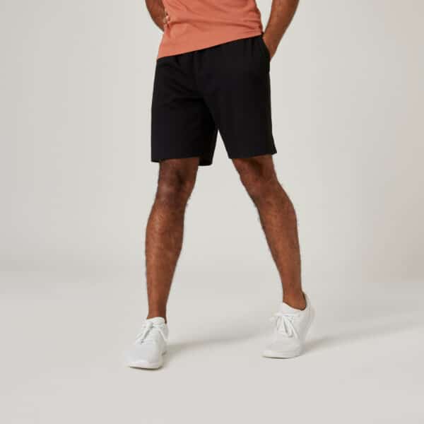 Shorts gerade Fitness Essentials Baumwolle mit Tasche Herren schwarz