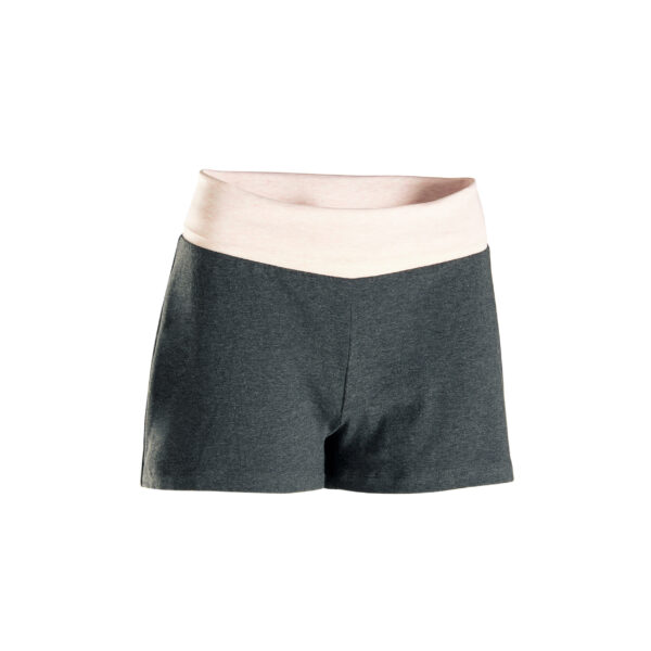Shorts kurz sanftes Yoga Damen Ecodesign grau/rosa