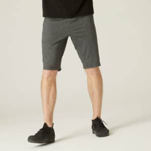 Shorts lang Fitness Baumwolle dehnbar RV-Taschen Herren dunkelgrau