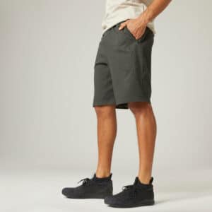 Shorts lang Fitness Baumwolle dehnbar RV-Taschen Herren grün