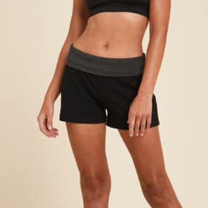 Shorts sanftes Yoga Damen Ecodesign schwarz/graumeliert