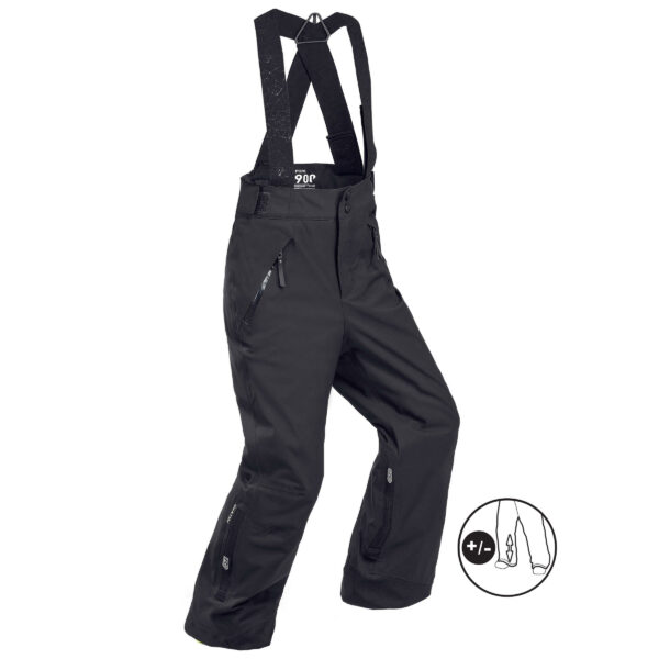 Skihose Piste Pull'n Fit 900 warm wasserdicht Kinder schwarz