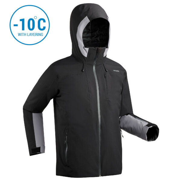 Skijacke Piste Warm 500 Herren schwarz