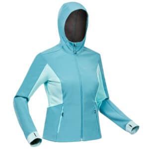 Softshelljacke Bergtrekking MT500 Windwarm winddicht Damen türkis