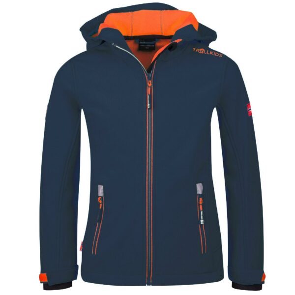 Softshelljacke TROLLKIDS Kids Trollfjord Jacket Kinder blau/orange