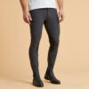 Sommer-Reithose 500 Mesh Kniebesatz Kunstleder Herren grau