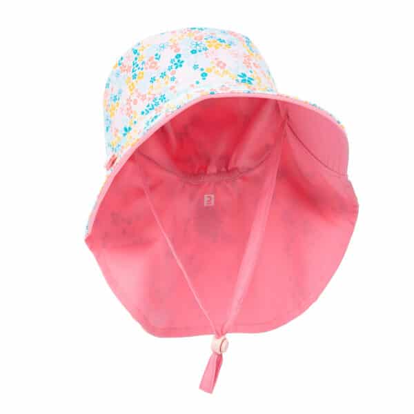 Sonnenhut UV-Schutz wendbar Baby Blumenmotiv hellrosa