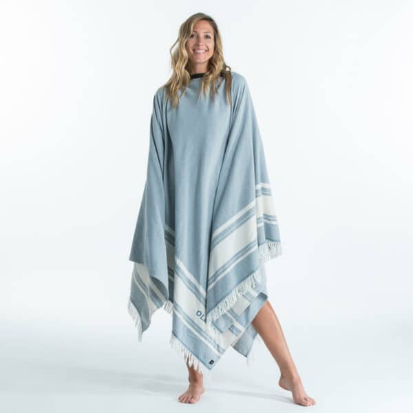 Surf-Handtuch-Poncho Damen/Herren 190 × 190 cm graublau