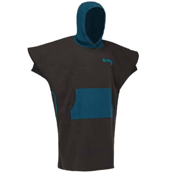 Surf-Poncho Damen/Herren 500 schwarz/petrol