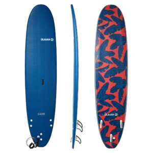 Surfboard Schaumstoff 500 8'6" inkl. Leash und 3 Finnen.