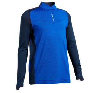 Sweatshirt Fussball T900 1/2 Zip Kinder blau