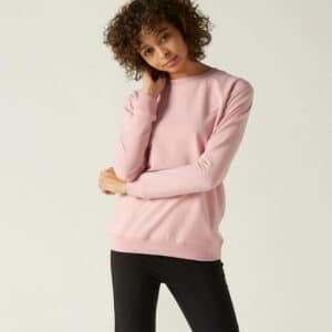 Sweatshirt Rundhals Fitness Damen rosa