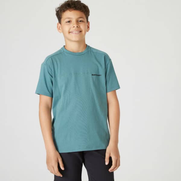 T-Shirt 500 atmungsaktive Baumwolle Kinder khaki