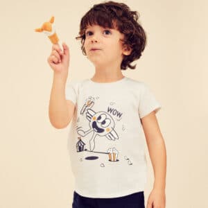 T-Shirt Basic Baumwolle Kinder beige mit Motiven