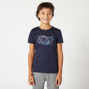 T-Shirt Basic Baumwolle Kinder marineblau mit Print