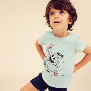 T-Shirt Basic Baumwolle Kinder türkis mit Motiven