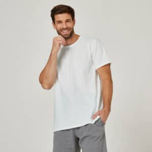 T-Shirt Regular Fitness 100 % Baumwolle Herren weiss