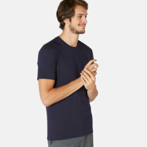 T-Shirt Slim Fitness Baumwolle dehnbar blau