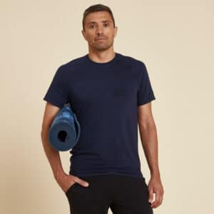 T-Shirt kurzarm sanftes Yoga Self Connect Herren marineblau